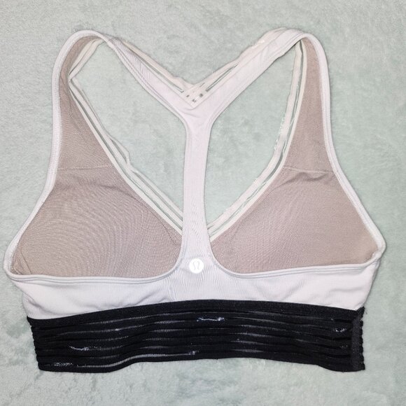 Lululemon Find Focus Sports Bra White Black Size 6 - Picture 7 of 14